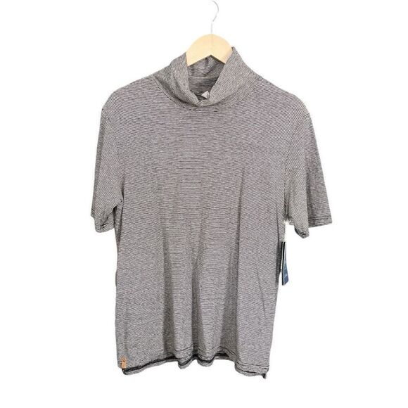 Tentree Moraine Womens Short Sleeved Turtleneck Striped Top NWT - Picture 1 of 6